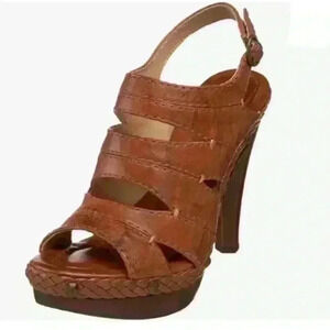 Frye Women's Leather Dara Stitch Campus Platform Cut Out Sandals Size 10M